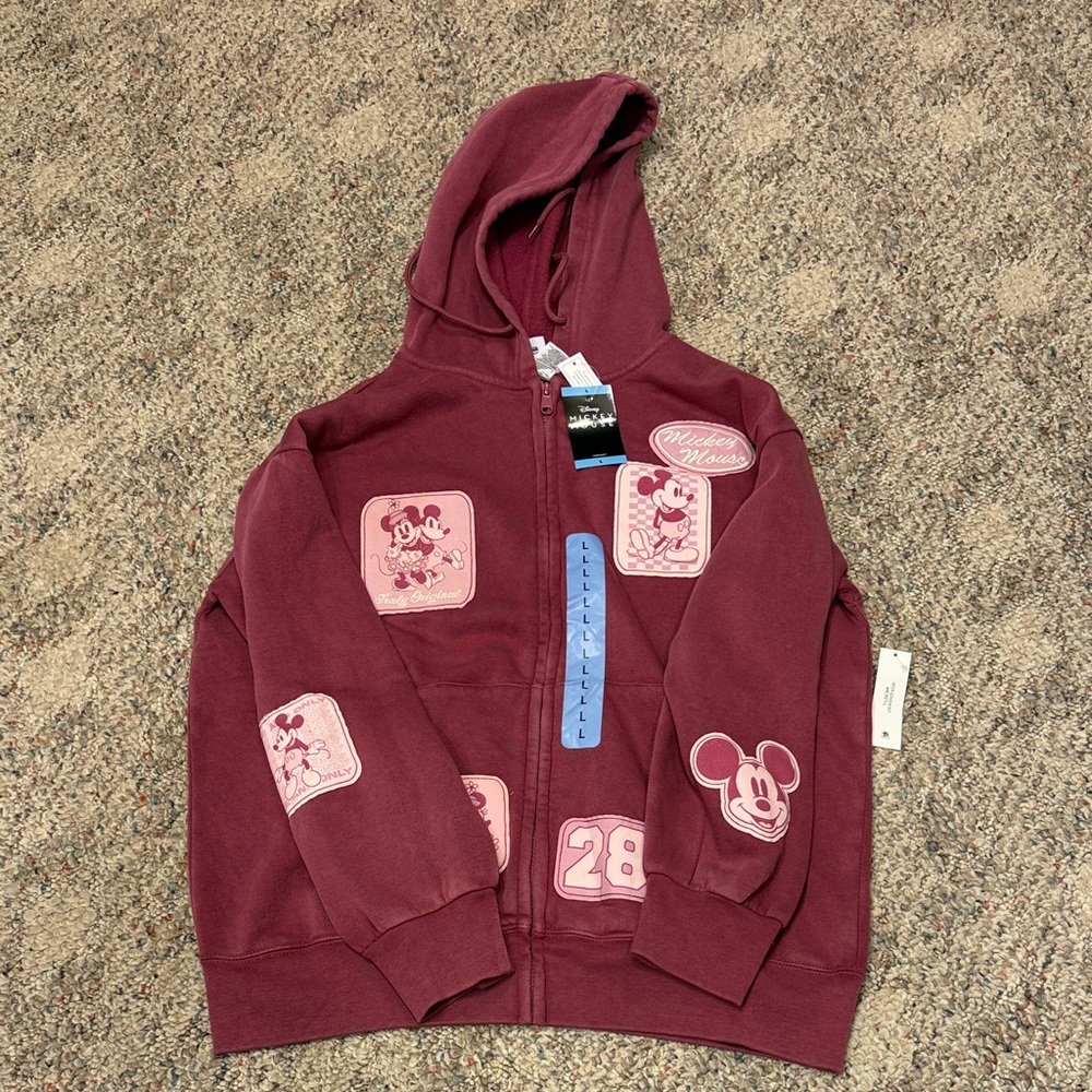 Women’s Maroon Hoodie with Mickey and Minnie Patches